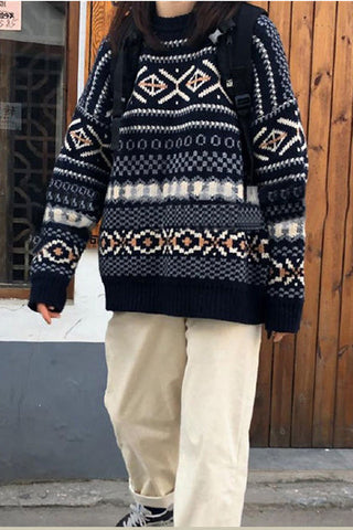 Vintage Style Loose Knitted Sweater