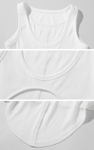 Deconstructed Layered Tank Top with Cutout Back Design
