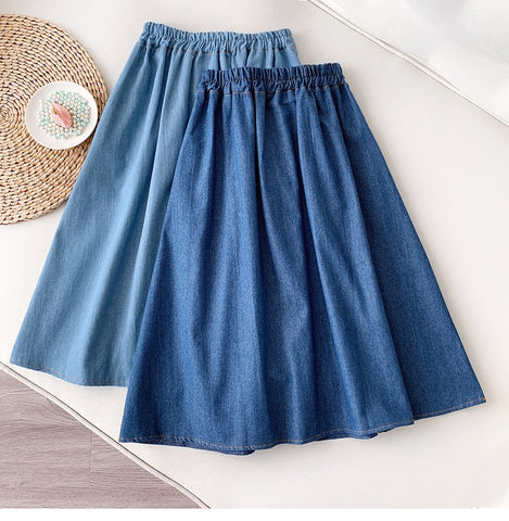 Vintage A-Line Knee Length Denim Skirts