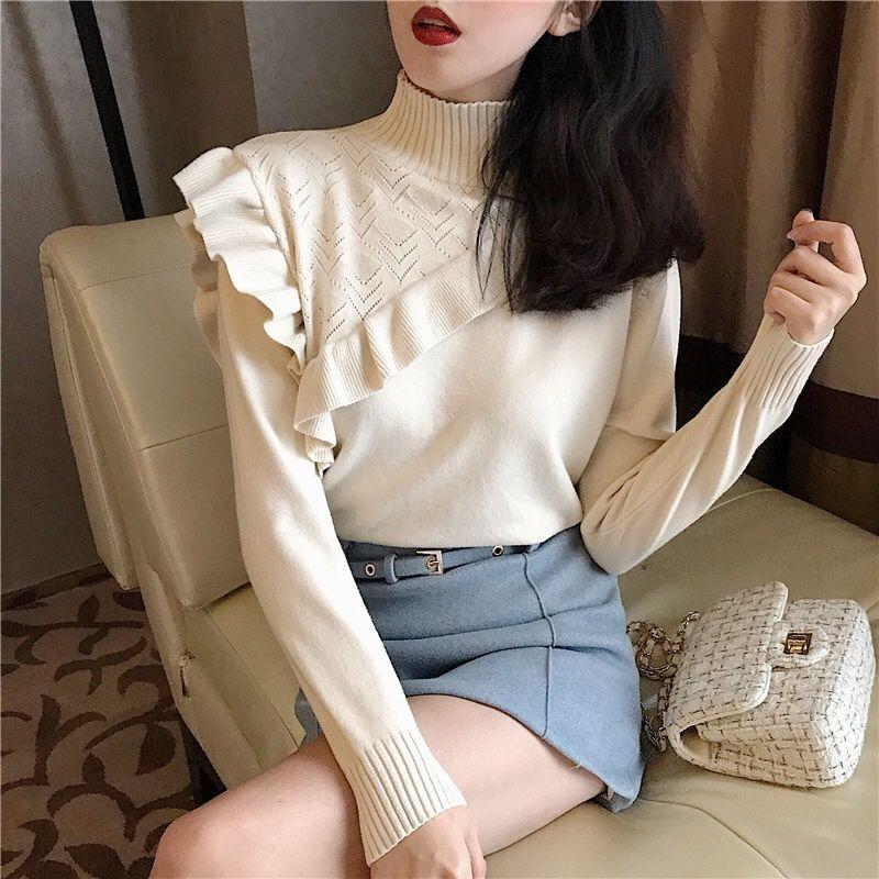 Elegant Ruffle Turtleneck Sweater