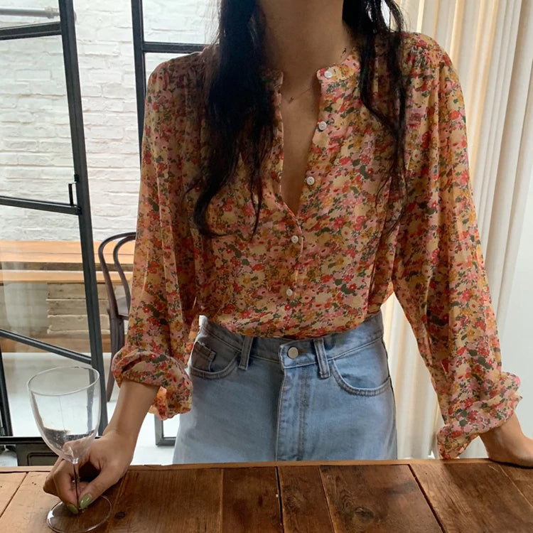 Retro Florals Loose Chic Shirt