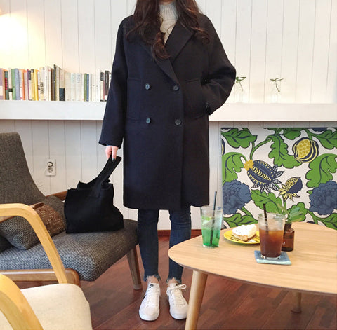 Long Sleeve Wool Thin Blend Elegant Coat