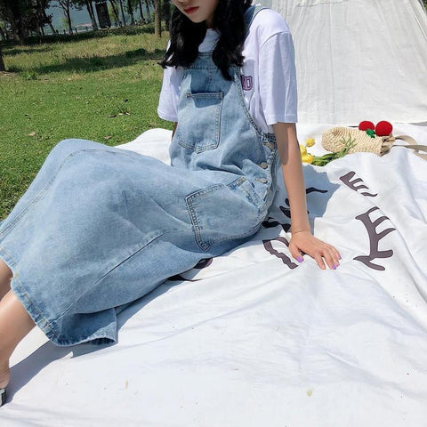 Long Sleeveless Loose Denim Outwear Dress