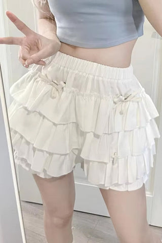 High Waist Ruffle Ball Gown Mini Skirts