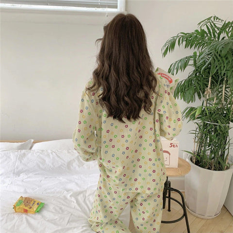 Daisy Cartoon Pattern Printed 2Pcs Pajamas Set