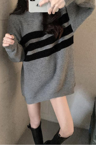 Loose Striped Long Knitted Sweater