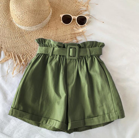 Belted Casual Elastic Summer Shorts