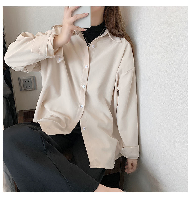 Camisas tipo blusa casual holgadas con cuello vuelto 