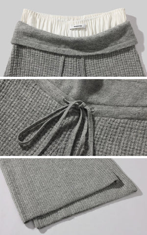 Oversized Knit Hoodie and Wide-Leg Pants Set