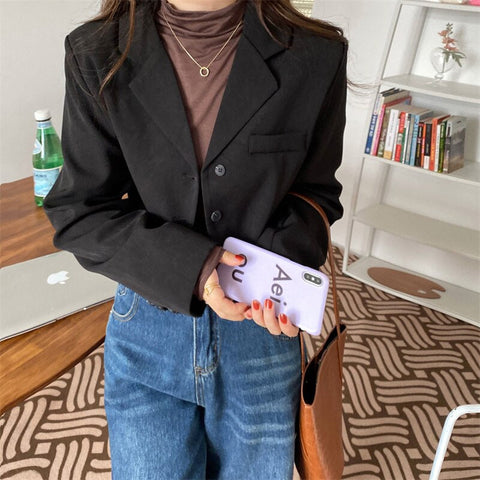 Single Breasted Notched Elegant Office Blazers