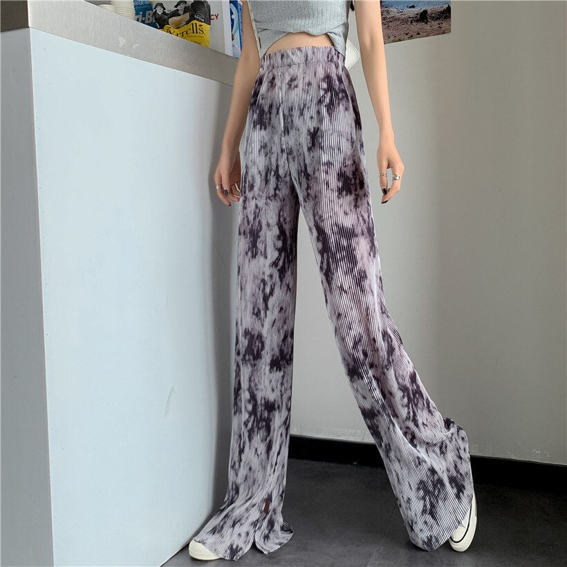 Sexy Wide Leg Elastic Tie Dye Long Pants