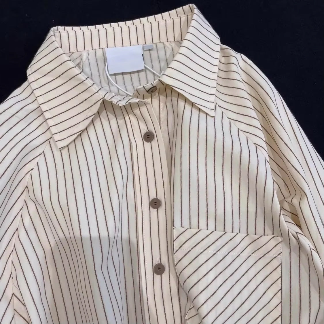 Long Sleeve Elegant Striped Blouse Shirt With Tie