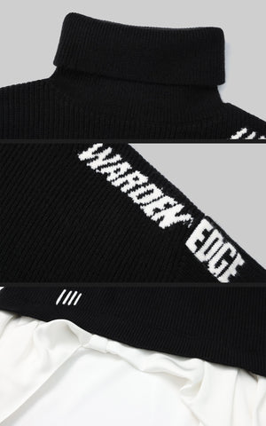 High-Neck Sweater with Embroidered Logo