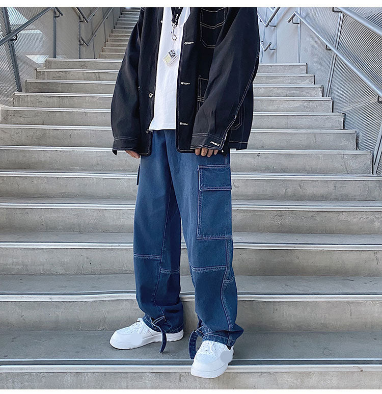 Wide Leg Hip Hop Cargo Jeans Long Pants