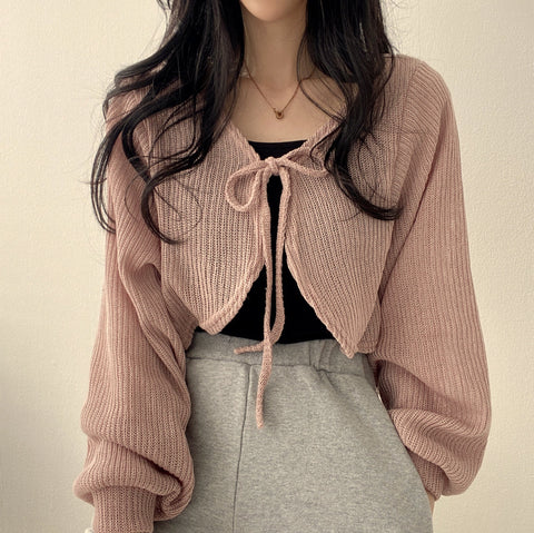 Front Tie Style Basic Elegant Sweater