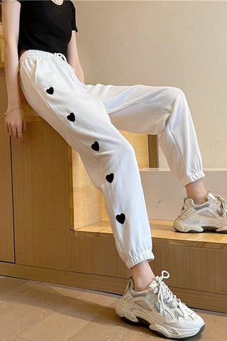 High Waist Love Pattern Thin Jogger Sweatpants