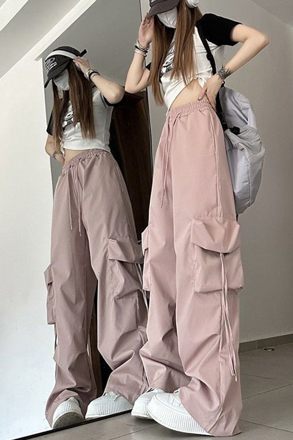Cute Colors Cargo Pockets Long Pants