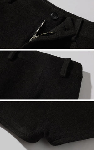 Wool-Like Low-Waist Mini Shorts