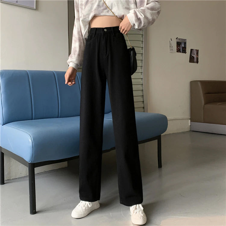 High Waist Retro Regular Long Jeans Pants