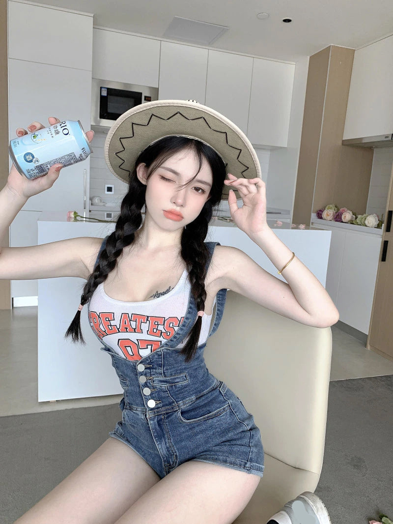 Casual Sling Skinny Denim Jumpsuit