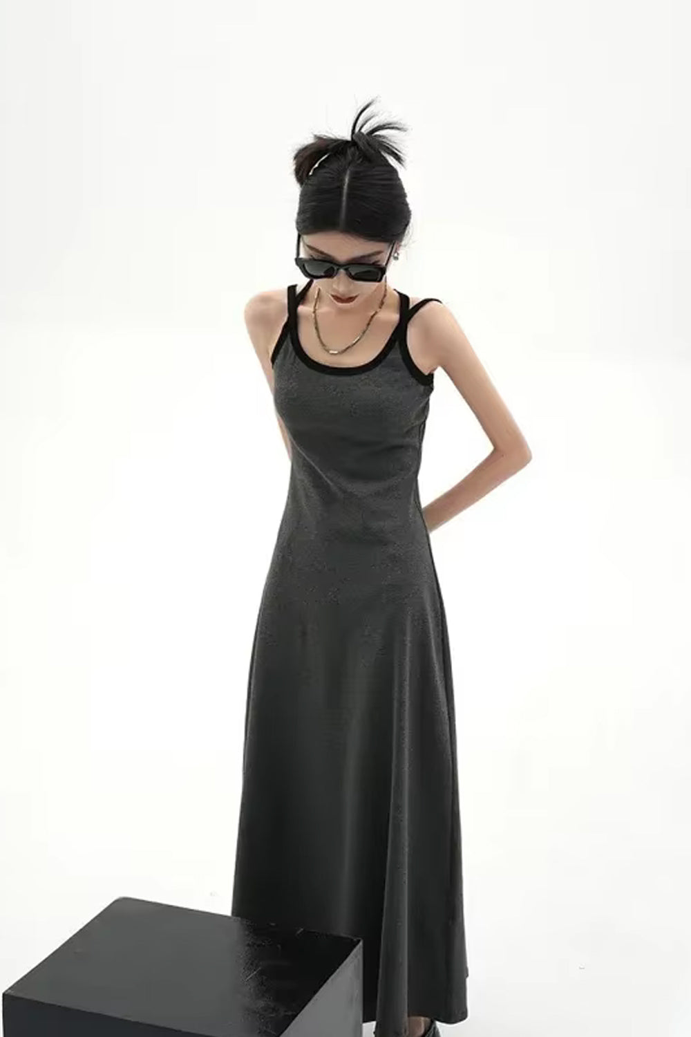 Loose Sleeveless Off Shoulder Long Dress