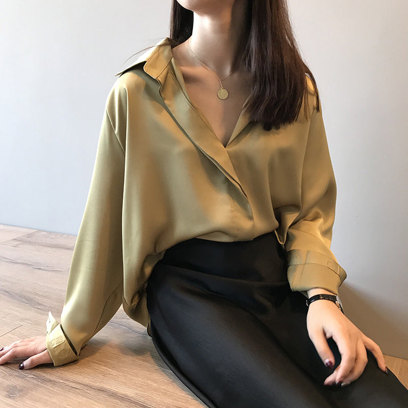 Elegant Long Sleeve Satin Shirt