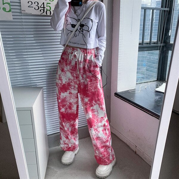 High Waist Casual Tie Dye Loose Sweatpants