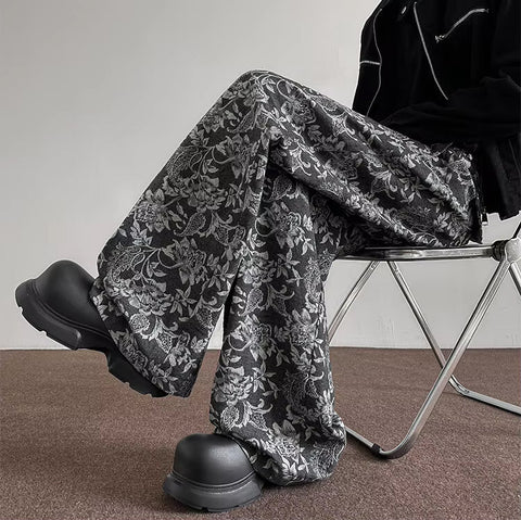 Loose Hip Hop Flowers Pattern Men Pants