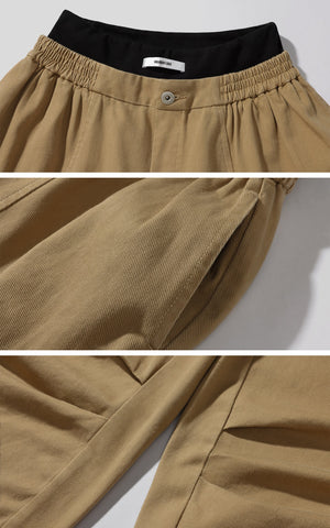 Wide-Leg Pants with Layered Waistband