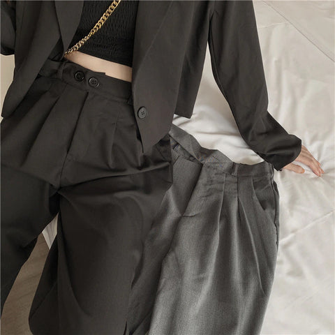 High Waist Loose Straight Office Suits Pants