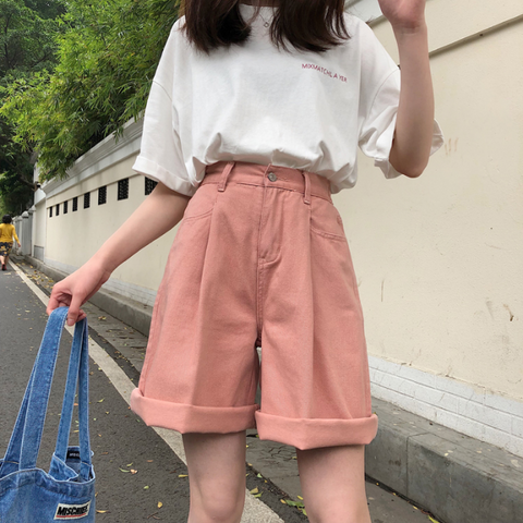 Wide Leg Solid Color Shorts Pants