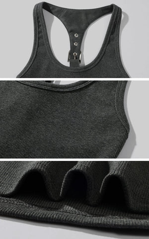 Sculpted Rib Tank Top with Harness Back Detail
