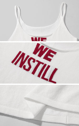 Textured Knit Tank Top with “WE INSTILLâ€?Jacquard Logo