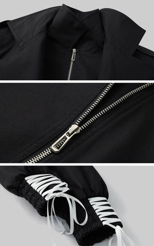 Cuffed Drawstring Sleeve Jacket