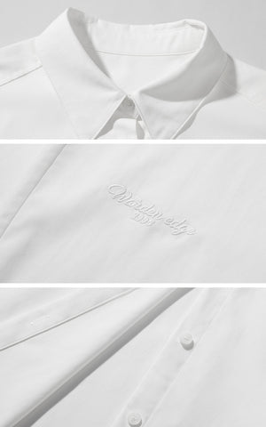 Oversized White Shirt with Embroidery Detail
