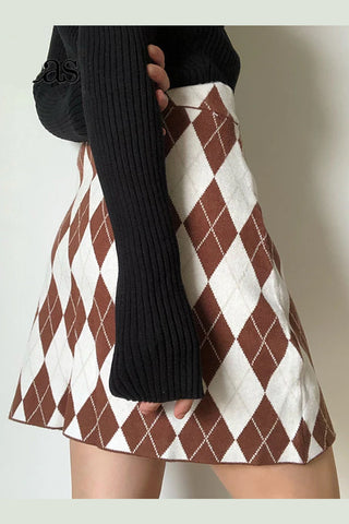 Lässiger Minirock mit Argyle-Muster 