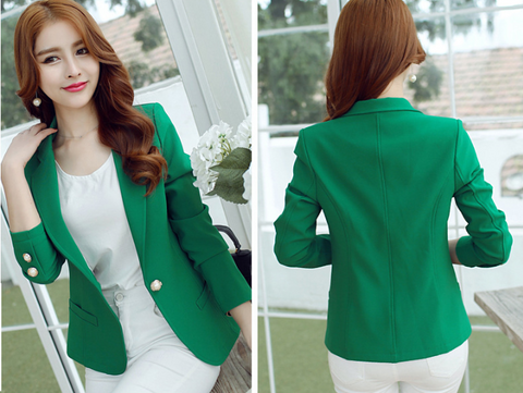 Blazer Solid Single Button Coat Slim 