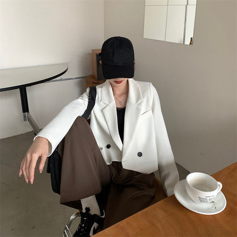 Cropped Style Casual Simple Blazers