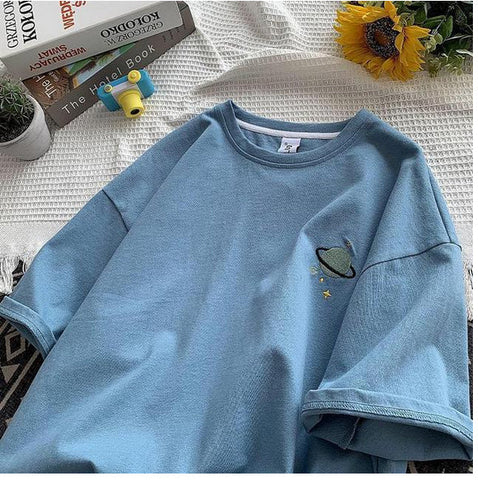 Short Sleeve Planet Pocket Embroidered Shirts