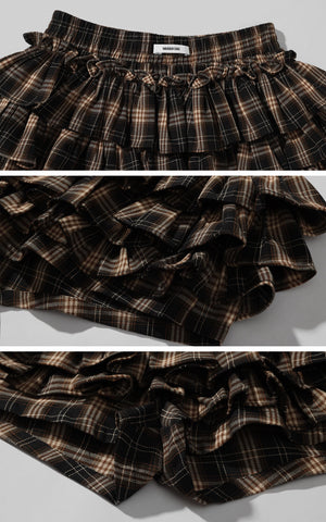 Layered Mini Skirt with Drawstring Detail