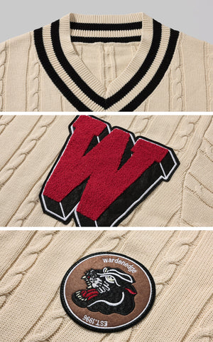 Oversized Varsity Knit Sweater