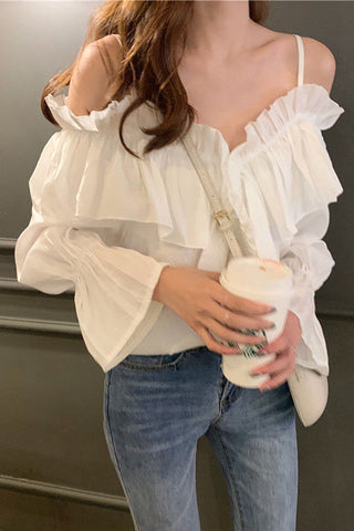 Sexy Off Shoulder Ruffles Blouse Shirts