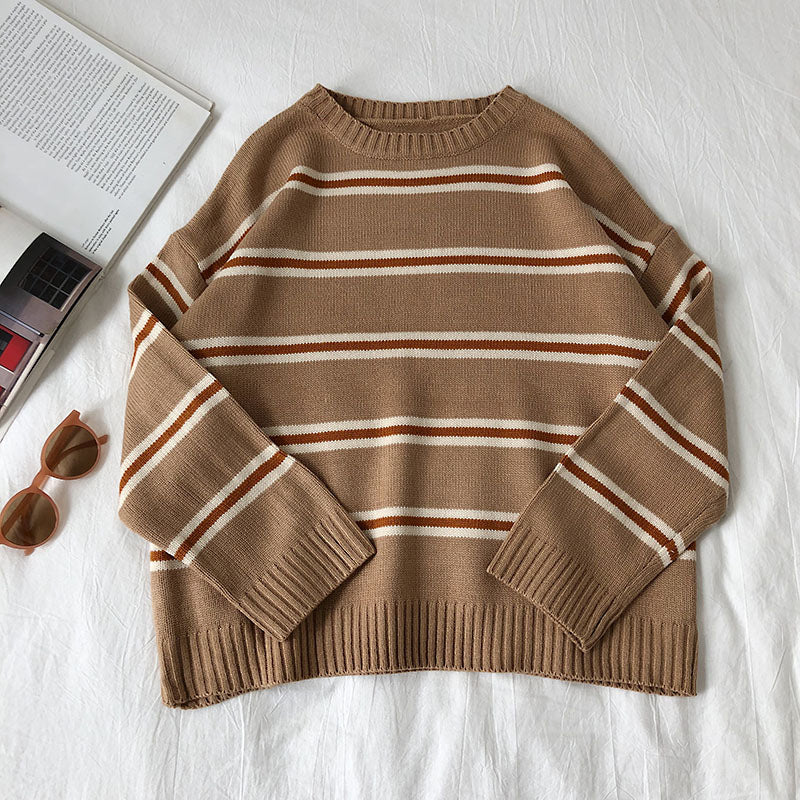 Pullover mit Rundhalsausschnitt und Streifen im Vintage-Stil 