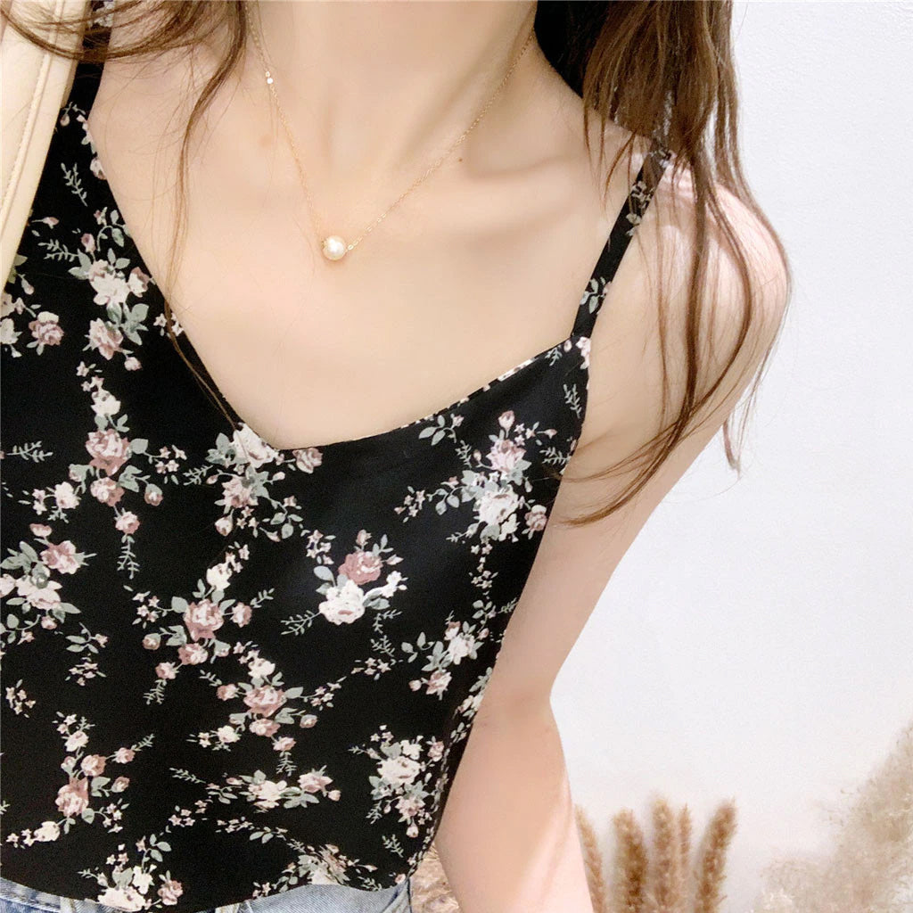 Florals Pattern V-Neck Sexy Casual Tank Top