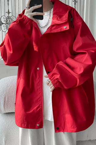 Loose Pockets Men Windbreaker Jacket