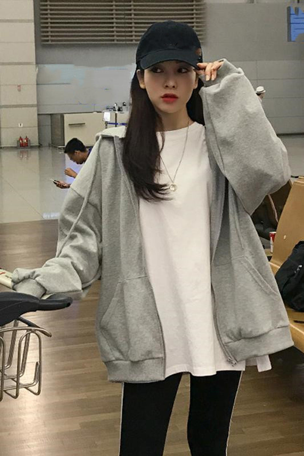 Long Sleeve Zipper Up Casual Hoodie