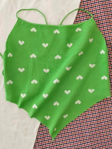Sexy Heart Printed Bandage Crop Tops