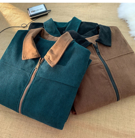Loose Trendy Lapel Collar Corduroy Jacket