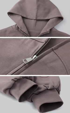 Zipped Hooded Sweatshirt Jacket