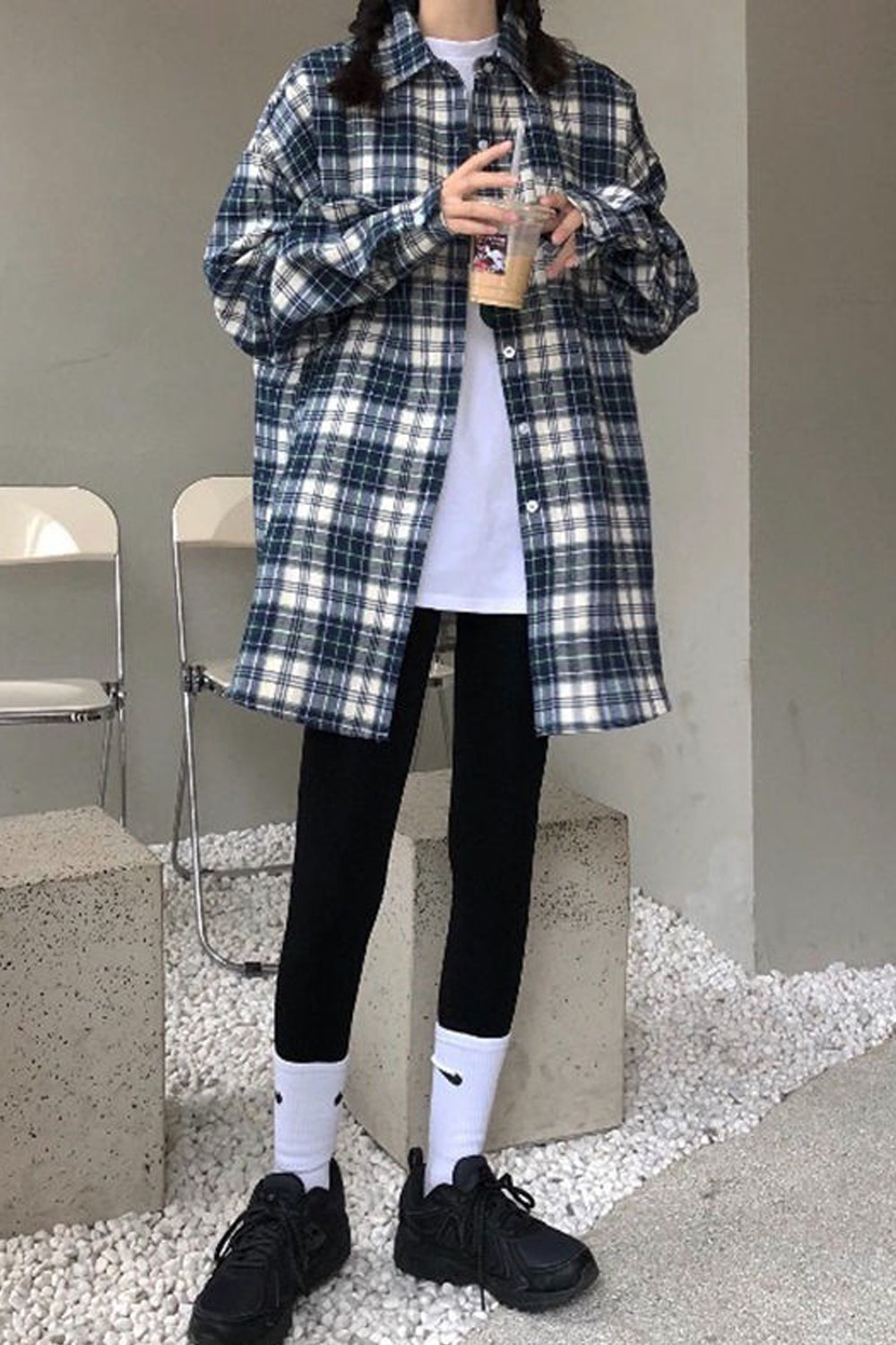 Loose Oversized Plaid Casual Blouse Shirt